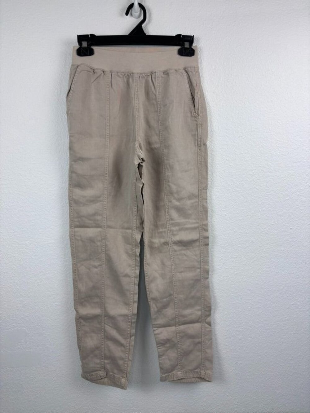 Faherty women's XS khaki Arlie linen blend tapered leg pull on pant casual